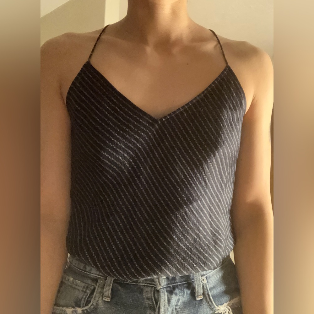 NOT FOR SALE : Theory Stripe Silk Navy Tank Top (will consign)